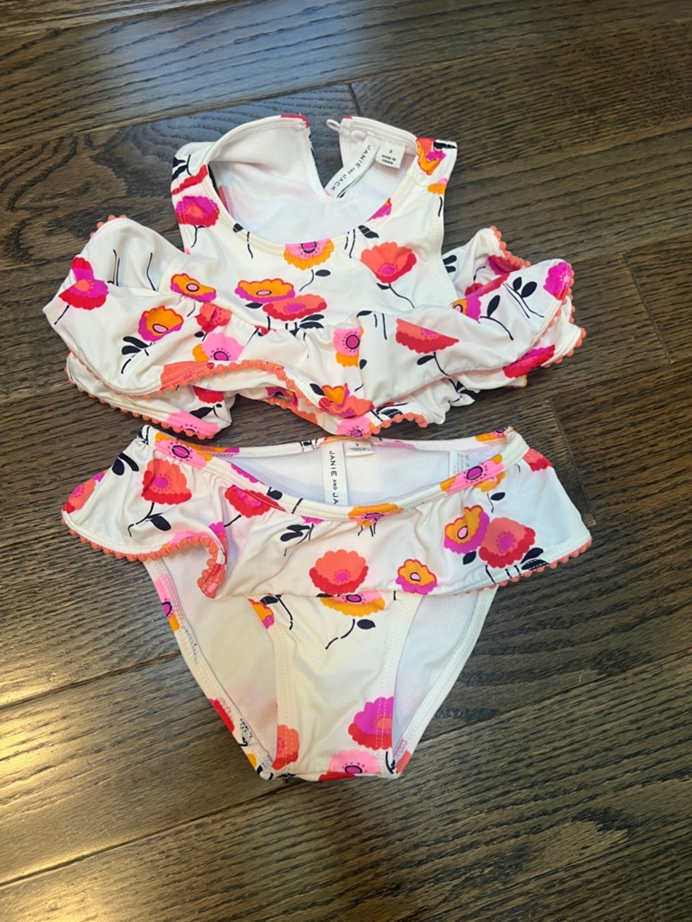 Janie and Jack White Floral Ruffle Two-Piece Swim Bikini